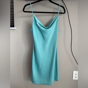 Urban Outfitters Blue Slip Cowl Neck Dress